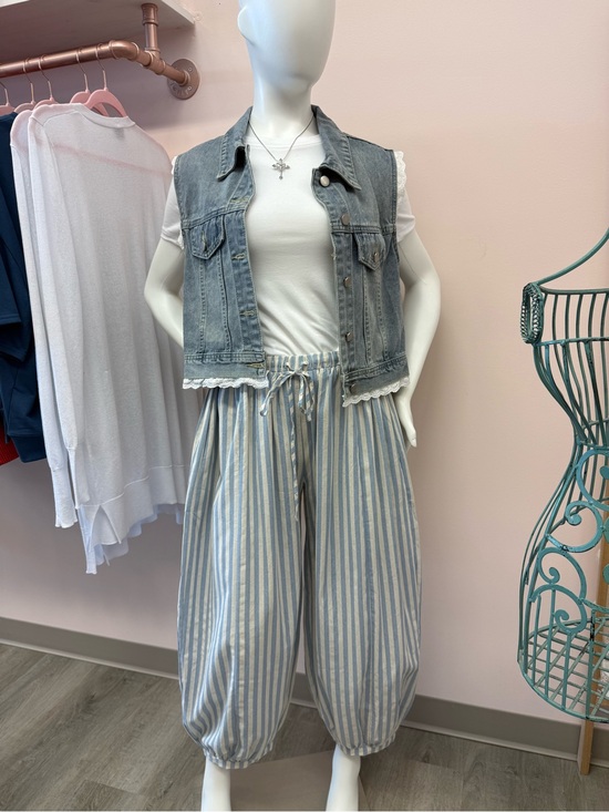 BiBi Pants - Light Blue and White Striped Balloon Pants